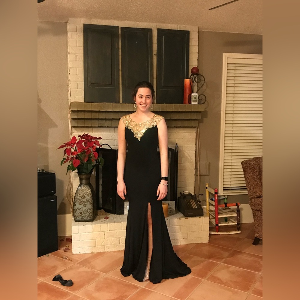 Black and gold formal dress